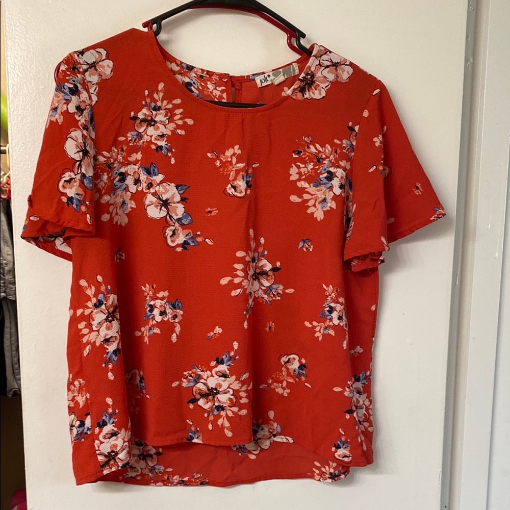 Jolt Orange and White Boxy Blouse with Peter Pan Collar